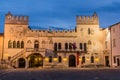 KOPER, SLOVENIA - MAY 15, 2019: Evening view of the Praetorian Palace at Titov Trg square in Koper, Sloven Royalty Free Stock Photo