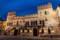 KOPER, SLOVENIA - MAY 15, 2019: Evening view of the Praetorian Palace at Titov Trg square in Koper, Sloven