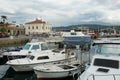 Several fishing boats moored in port in town of Koper near the city center. Royalty Free Stock Photo