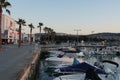 Several motorboats moored in port Koper near the city center. Royalty Free Stock Photo