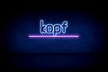 Kopf - blue neon announcement signboard Royalty Free Stock Photo