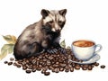 Kopi luwak animal. Indonesian coffee concept Royalty Free Stock Photo