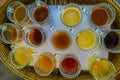 Kopi Luwak coffee and tea testing, in Bali Island in Indonesia, above view Royalty Free Stock Photo