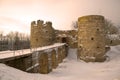 Koporskaya fortress in the cloudy February morning. Koporye, Leningrad Region, Russia Royalty Free Stock Photo