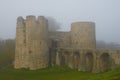 Koporye fortress, morning October fog. Leningrad region, Russia Royalty Free Stock Photo