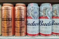 Kopper craft beer and Budweiser beer on shelf in supermarket at Chiang Mai - THAILAND, June 12, 2020 Royalty Free Stock Photo