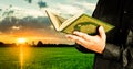 Koran in hand - holy book of Muslims  public item of all muslims Royalty Free Stock Photo