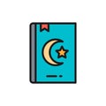 Koran, Quran, holy book for muslims flat color line icon. Royalty Free Stock Photo