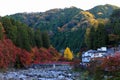 Korankei stream and valley in autumn mountain background japan Royalty Free Stock Photo