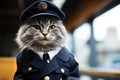 Korat Cat Dressed As A Policeman At Work