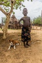 KORCHO, ETHIOPIA - FEBRUARY 4, 2020: Karo tribe child in Korcho village, Ethiop