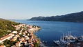 Korcula aerial view yacht port exit