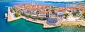 Korcula. Historic town of Korcula aerial panoramic view