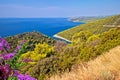 Korcula island coastline. Pupnatska Luka cove view from the hill