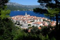 Korcula Old Town panorama. Top view on the Korcula Old Town Royalty Free Stock Photo