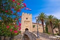 Korcula town gate and historic architecture view