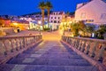 Korcula town gate stone steps and historic architecture evening view