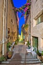 Korcula. Town of Korcula steep narrow stone street colorful evening view