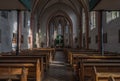 Kordel, Rhineland-Palatinate, Germany - Interior design with wooden decorations of the catholic church of the village, facing the