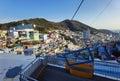 Korea Busan Gamcheon Culture Village Houses Colorful Buildings Architecture Sunset Perspective Aerial View Mountain Nature