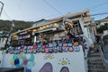 Korea Busan Gamcheon Culture Village Houses Colorful Buildings Architecture Sunset Perspective Aerial View Mountain Nature