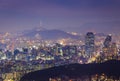 Korea city Skyline and N Seoul Tower Royalty Free Stock Photo