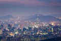 Korea city Skyline and N Seoul Tower Royalty Free Stock Photo