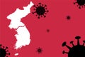 Korea corona virus update with map on corona virus background,report new case,total deaths,new deaths,serious critical,active