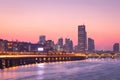 Seoul city and skyscraper, yeouido in sunset, south Korea. Royalty Free Stock Photo