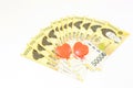 Korea money with twin heart on white background Royalty Free Stock Photo