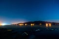 Korea,Night sky with lot of shiny stars at glacier in winter,Korea Royalty Free Stock Photo