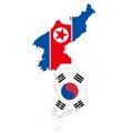 Korea North and South map on white background with clipping path Royalty Free Stock Photo