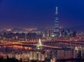 Korea,Seoul city skyline and Lotte World mall