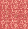 Korea Signs Seamless Pattern Background on a Red. Vector