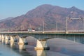 Korea Subway and Bridge at Hanriver in Seoul, South korea Royalty Free Stock Photo