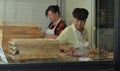 Korea Town Restaurant Women Workers Making Korean Dumplings