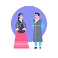 Korea Traditional Clothes Asian Couple Wearing Ancient Costume Isolated Asian Dress Collection Royalty Free Stock Photo