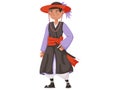 Korea traditional clothes man wearing ancient costume isolated asian dress concept flat vector Royalty Free Stock Photo