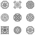 Korea traditional pattern outline icon collection.