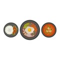 Korea traditional soup plate in bowl isolated on white background breakfast healthy food hot delicious and vegetarian