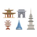 Korea vector korean culture traditional symbols buildings temple landmark traveling in South Korea illustration asian