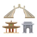 Korea vector korean culture traditional symbols buildings temple landmark traveling in South Korea illustration asian