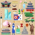 Korea vector korean traditional culture symbol of southkorea or northkorea country illustration tourism set of Royalty Free Stock Photo