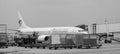 Korean Air airplane docking in Changi Airport, Singapore