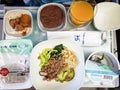 Korean Airlines onboard set meal Royalty Free Stock Photo