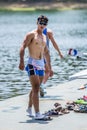 Korean athlete on a World Rowing Cup Competition walking Royalty Free Stock Photo