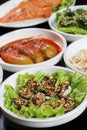 Korean barbecue side dishes Royalty Free Stock Photo