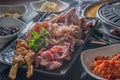 Korean BBQ cuisine raw assorted meat skewer Royalty Free Stock Photo