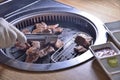 Korean BBQ grill chilly beef slice Royalty Free Stock Photo