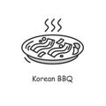 Korean bbq icon. Samgyeopsal dish.Thin line vector illustration Royalty Free Stock Photo